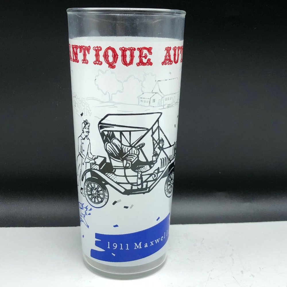 ANTIQUE AUTOS DRINKING GLASS cup mug 1911 Maxwell